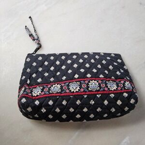 Vera Bradley Quilted Wristlet Clutch Bag Black‎ Floral Travel Cosmetic Makeup